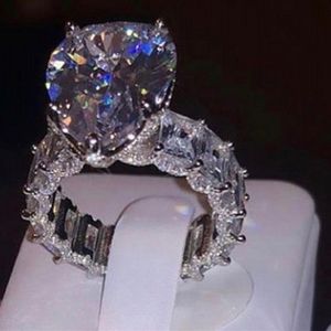 2020 Handmade Water Drop 8ct Lab Diamond Ring 925 sterling silver Jewelry Engagement Wedding band Rings for Women men Bijou Gift Y285t