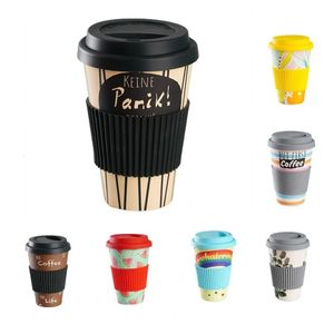 Water Bottles 470ml Coffee Mug Decal Design Insulation Portable Bamboo Fiber Degradable Cup for Travel Home Office Drinkware 231205