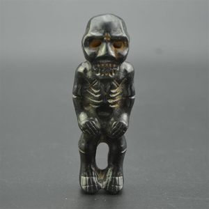 Ancient Jade and Old Jade Culture Meteorite Sculpture Skeleton and Man Statue Pendant279p