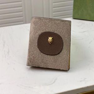 473954 Tiger Head Fashion Coin Purse를 가진 네온 빈티지 캔버스 지갑 더블 접힌 ​​노란색 가죽 인테리어 여성 레트로 스타일 Clas2522