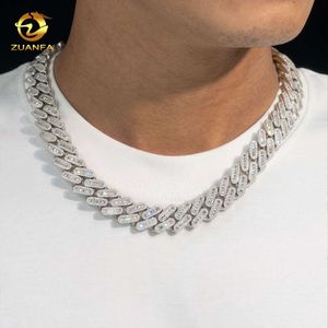 Hiphop smycken isade ut halsbandet Sterling Sier 16mm Custom Cuban Link Chain Moissanite