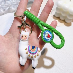 Criativo dos desenhos animados alpaca chaveiro masculino feminino requintado lindo saco pingente bonito presente de festa branco carro chaveiro