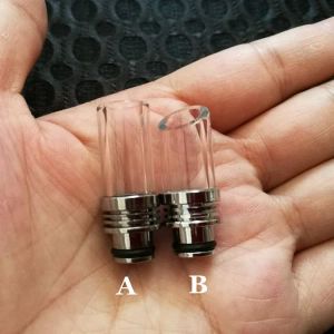 2 Styles Pyrex Glass Stainless Steel 510 Drip Tips Long Drip Tip Mouthpiece Clear Oblique Bore Driptip for RBA RDA BJ