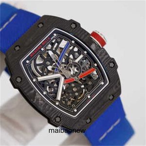 MEKANISK WATCH RM6702 Luxury Wristwatch Carbon Dial Tourbillon Winding Limited Edition Chronograph Y Case Designer Y Y9QFU med logotyp Original Box