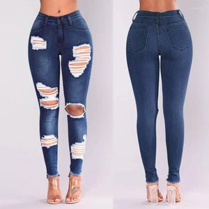 Women's Jeans Women Fashion Stretch Ripped Distressed Skinny High Waist Thin Denim Trousers Slim Ladies Spring Autumn Wear Pencil Pants