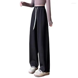 Calças femininas mulheres 2023 primavera cintura alta casual moda feminina solta calças pretas retas
