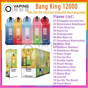Original Bang King 12000 Puffs Bars Disposable Vape Pen E cigarettes 23ml Pre filled Pods Cartridge 650mAh Rechargeable Battery Puffs 12K