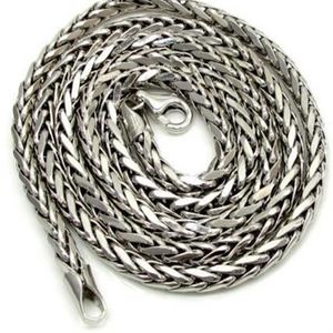 16-30 4mm 14k White Real Gold Franco Wheat Italy Spider Chain Necklace Mens259t
