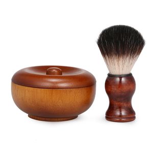 Shaving Foam Professional Men Beard Brush Set Wooden Bowl Stand Mustache Cleansing Tool Wholesale 231205