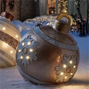 Christmas Decorations 2023 60CM Outdoor Inflatable Decorated Ball Made PVC Giant Light Glow Large Balls Tree Toy 231204