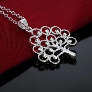 Ciondoli Collana in argento sterling 925 per gioielli da donna 18 pollici Elegante ciondolo con carta albero Regali di Natale di moda Matrimonio