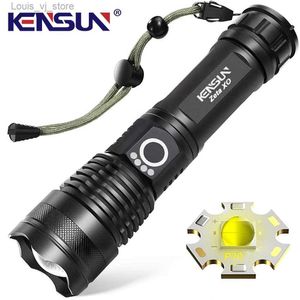 Camping Lantern KENSUN High Power XHP70 Rechargeable Led Flashlight 4 Core Torch Zoom Usb Hand Lantern For Camping Outdoor Emergency Use YQ231205