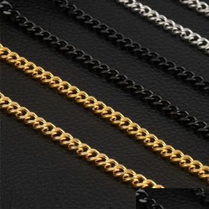 Chains 7Mm Stainless Steel Cuban Chains 18 20 22 24 30 Inch Cuba Necklace Uni Hip Hop Jewellery For Men Women Factory Direct Wholesale Dhdpa