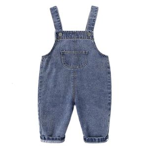 Macacões jeans gerais para crianças calças macacão para menino menina primavera outono sólido crianças bebê longo calça menina denim macacão 231204