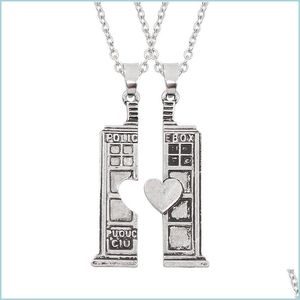 Collane con ciondolo Cabina telefonica Doppio cuore Collana per coppie per donne Uomini Amanti Gioielli San Valentino Regalo di compleanno Consegna a goccia P Dhprw