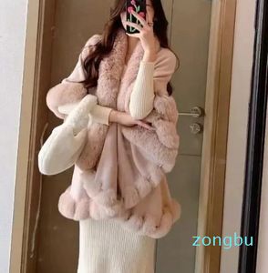 Scarves Winter Plaid Cape For Women Loose Coat Collar Fur Shawl Long Poncho Wool Tassel Cloak Warm Outwear