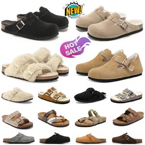 Gratis frakt män kvinnor designer tofflor Arizona Sandal Boston Clogs Sliders Clog Suede Leather Slides Buckle Strap Slipper Birkinstocks Sandaler utomhusskor