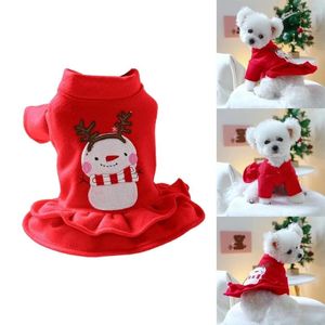 Vestuário para cães Vestido de cachorro com padrão de boneco de neve Saia de Natal Vestidos de casamento de outono