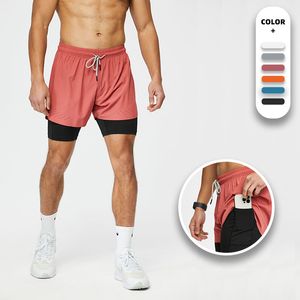 AL0LULU With Logo Quick-drying lined shorts men's summer thin fitness running training three-point sports pants