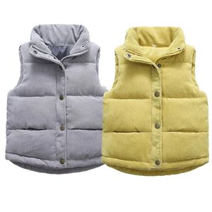 Gilet per bambini Gilet caldo Inverno Ragazze Ragazzi Gilet addensato Velluto a coste Capispalla Gilet Bambini Adolescenti Giacche di cotone Gilet per 2-10 anni 231204