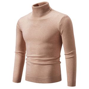 Men tröja 2023 Vinter Ny enkel fast färg Fashion Men's Casual High Neck Underlay Sweater 207