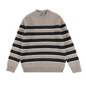 Designer Luxury Chaopai Classic Arc de Triomphe striped sweater embroidered knit autumn/winter casual round neck loose fitting men and women