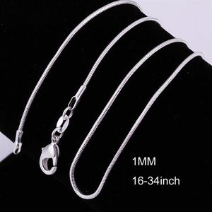 Whole 16-34 Inches 20PCS Snake Necklace Chains 1MM 925 Sterling Silver Findings DIY Jewelry 281j