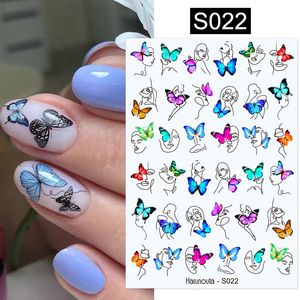 Stickers Decals HEALLOR Butterfly 3D Nail Sticker Glitter French Line Transfer Slider Flower Leaves Tips Manicures DIY Decoration 231204