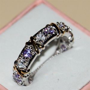 الحجم 5-11 2016 New Jewelry 2 Color 925 Sterling Silver Amethysttopaz CZ Diamond Completing Band Rings for Women Love 2480