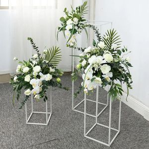 Dekoratif çiçek çelenkleri özelleştirilmiş stil yapay çiçek topu büyük düğün masası merkezi dekorasyon rafı parti ekran 231205