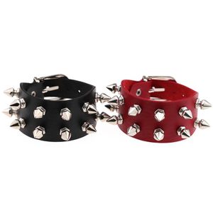 Charm Armband Pretty Leather Armband Unika spikar Rivet Stud Wide Punk Gothic Rock Unisex Cuff Bangle Men smycken Drop Delivery DHA4E