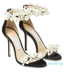 Designer-Brautschuhe, Plateau-Sandalen, Perlenverzierung, Sacora-Damen-High-Heels, perfekte Abend-Lady