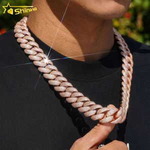 Stora 20 mm 5 radstenar halsband Hip Hop smycken Sier VVS Diamond Moissanite Iced Out Cuban Link Chain