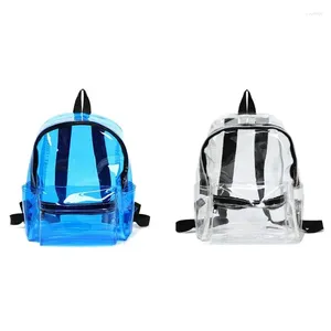 Schultaschen, transparenter PVC-Damenrucksack, Bonbonfarben, Reißverschluss, wasserdichter Kunststoff