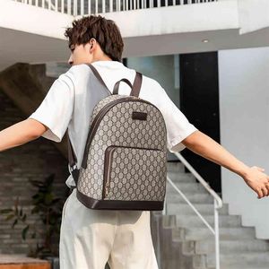 Backpack Men's Bag Classic Leather Lattice Backpack Street Student School Saco de bolsa de computador Bolsa VSN5267B