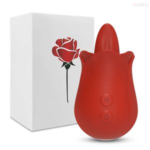 Sex Toy Massager Rose Vibrator for Women with Tongue Licking Clitoris Stimulator Swing Vibrating Nipple Clit Sucker Female Toys Adults Produc