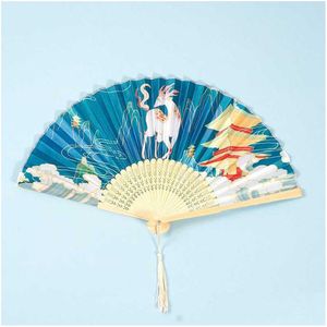 Produtos de estilo chinês produtos de estilo chinês feminino franja portátil ventilador dobrável de bambu decoração para casa r230728 entrega direta em casa gar dhert