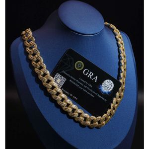 Gorąco biżuteria Bling mrożone naszyjniki dławiki S925 VVS Moissanite Diamond łańcuch linków do hip hopu rapera