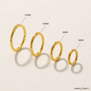Fine Jewelry 14k 18K złota Vermeil 6 mm 8 mm 12 mm Huggies 925 Srebrny Srebrny Bold Bold Hoop Kolczyki