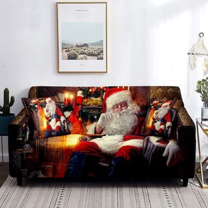 Chair Covers Santa Claus Sofa Cover Xmas Holiday Year Home Party Decorations Slipcover Couch Cover Protector for Living Room Cushion Sofa 231204