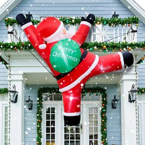 Other Event Party Supplies 6 FT Tall Christmas Inflatable Hanging Santa with Gift Bag Decorations Blow Up Climbing LED Lights Outdoor Toys 231204