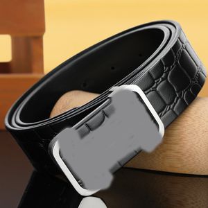 belt men's leather H-shaped business top layer cowhide letter buckle leopard print stainless steel smooth buckle trendy belt