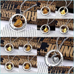 Naszyjniki wiszące łańcuch Naszyjnik Love You to the Moon and Back Sier Vintage Family Family Mom Christmas Gift Drop dostawa biżuteria DHS2V