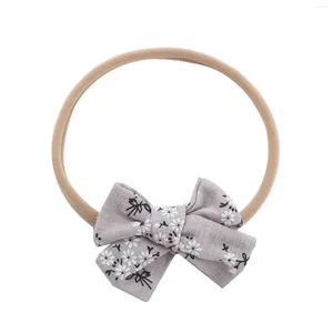 Hårtillbehör Småbarn Baby Girls Floral Prints pannband Bowknot Elastic Band för Girl Flower Tiara Clips Short