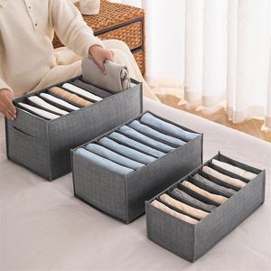 Storage Boxes Bins 1pc Pants Box Jeans Divider Wardrobe 9 Grids Basket 231205