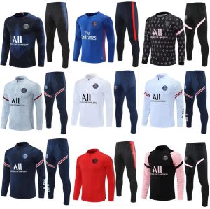 19 20 21 22 Kinder PSGES Paris Trainingsanzüge Training Chandal Mbappe Survêtement Fuß Tuta Jacke Retro Futbol Fußball Fußball Herren Kit