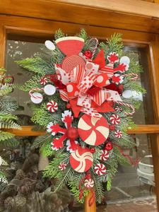 Decorative Flowers Wreaths Christmas Wreath Simulation Flower Vine Ring Pine Cone Ornaments Tree Decoration Door Window Arrangement 231205