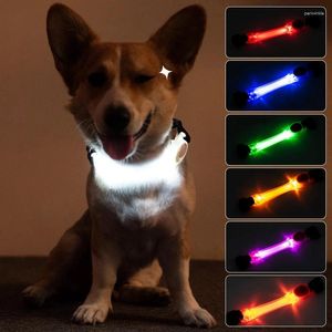 Köpek yakaları kayıp emniyet önleyici parlayan yaka su geçirmez uyarı LED yanıp sönen hafif şerit etiketi evcil hayvan koşumları arnes para perro aksesuarları