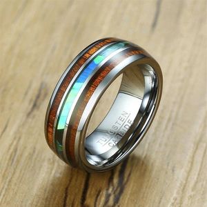 Vnox 8mm Anello in carburo di tungsteno per uomo Modello in legno Colorato Fede nuziale unica Casual Gentleman Anel Gioielli Y1128245E