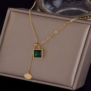 Fashion Charm Numeral Green Black Zircon Necklaces For Woman Men Temperament stainless steel Pendant Necklace Jewelry Gift Chain202l